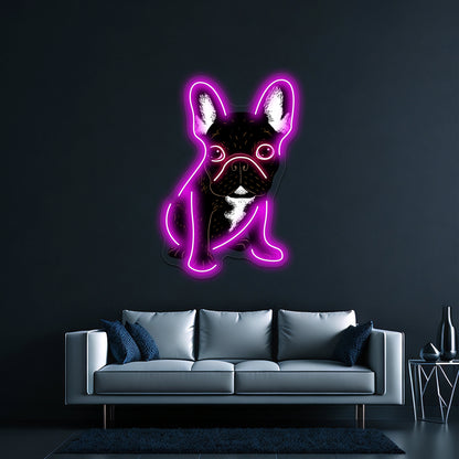 Brindle French Bulldog Artwork Led Neon Sign