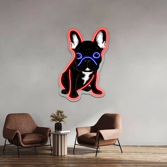 Brindle French Bulldog Artwork Led Neon Sign