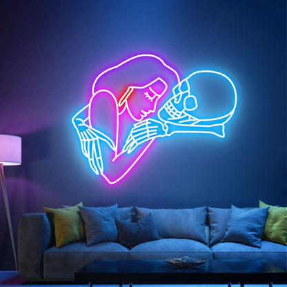 Bring Romance To The Macabre Girl Loves Skull Neon Sign | Shineneon