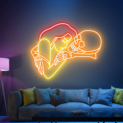 Bring Romance To The Macabre Girl Loves Skull Neon Sign | Shineneon