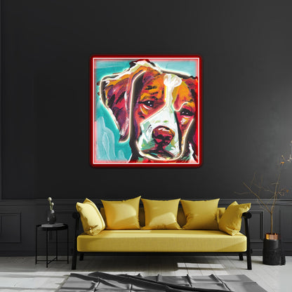 Brittany Spaniel Bright Colorful Pop Dog Artwork Led Neon Sign - Shineneon