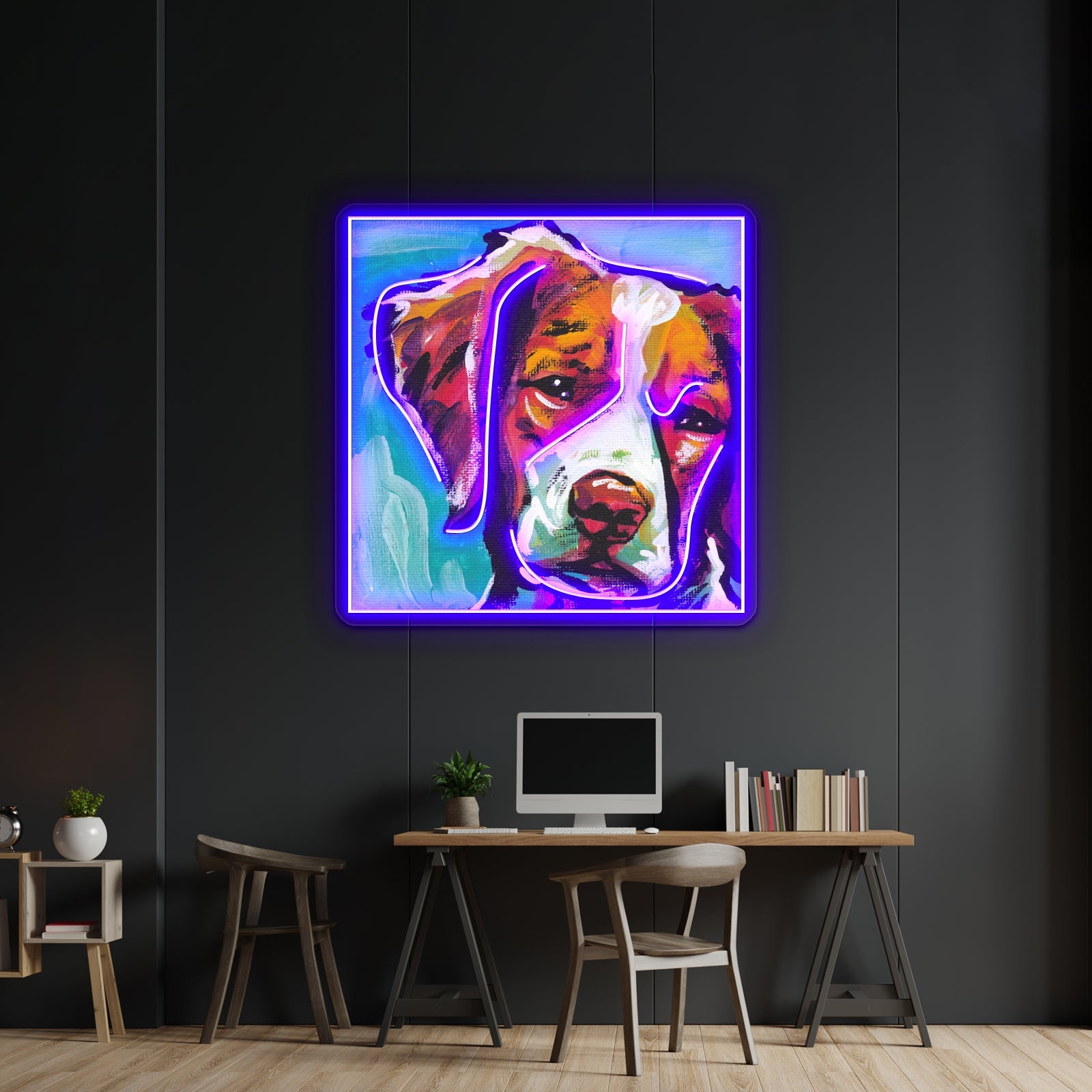 Brittany Spaniel Bright Colorful Pop Dog Artwork Led Neon Sign - Shineneon