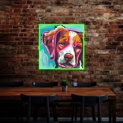 Brittany Spaniel Bright Colorful Pop Dog Artwork Led Neon Sign