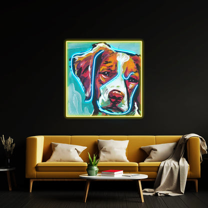 Brittany Spaniel Bright Colorful Pop Dog Artwork Led Neon Sign