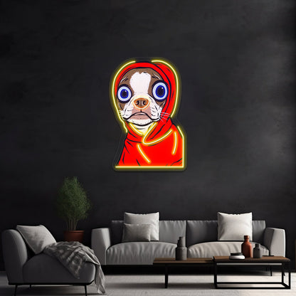 Brown Boston Terrier Hoodie Artwork Led Neon Sign - Shineneon