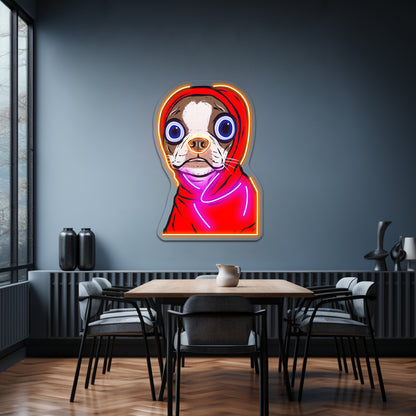 Brown Boston Terrier Hoodie Artwork Led Neon Sign