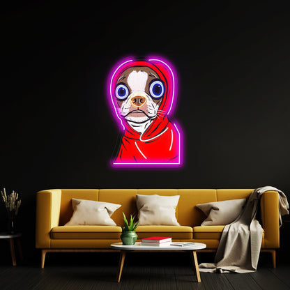 Brown Boston Terrier Hoodie Artwork Led Neon Sign