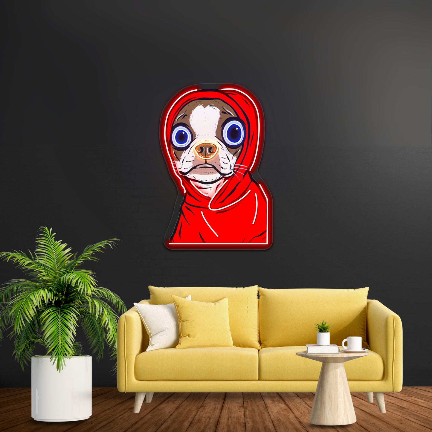 Brown Boston Terrier Hoodie Artwork Led Neon Sign