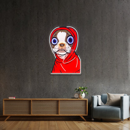 Brown Boston Terrier Hoodie Artwork Led Neon Sign