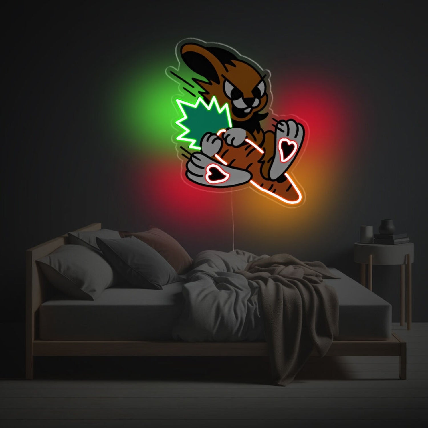Brown Rabbit With Carrot Led Neon Acrylic Artwork | Shineneon