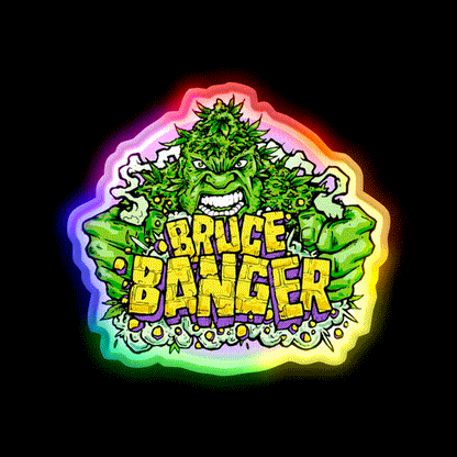 Bruce Banger Seed Artwork Hemp Inspired Green Leaf Led Neon Sign Rgb Color - LED neon sign close-up detail