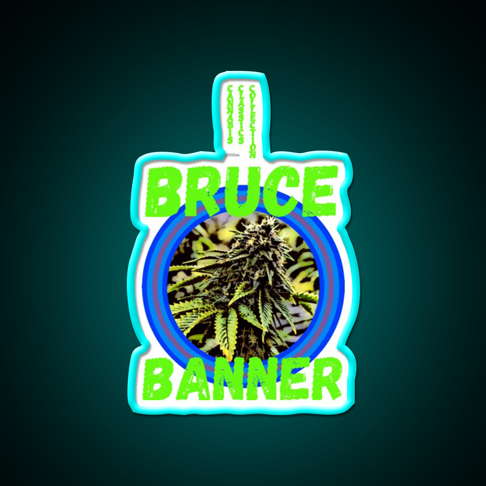 Bruce Banner Trans 7 Hemp Inspired Green Leaf Led Neon Sign Rgb Color - Size and dimension reference