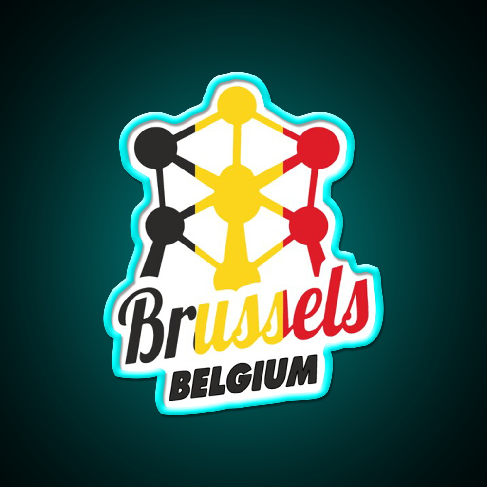 Brussels Belgium Atomium Flag Beer Bar Decor Led Neon Sign Rgb Color - Size and dimension reference