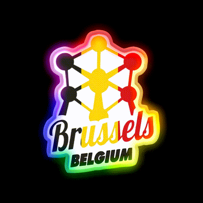 Brussels Belgium Atomium Flag Beer Bar Decor Led Neon Sign Rgb Color - LED neon sign close-up detail