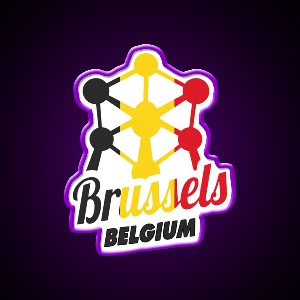 Brussels Belgium Atomium Flag Beer Bar Decor Led Neon Sign Rgb Color
