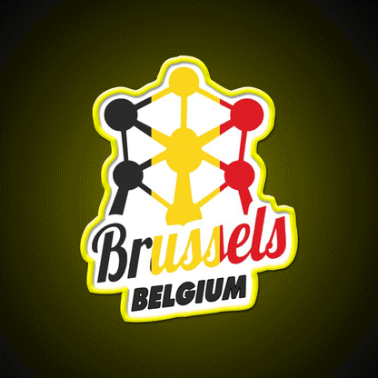 Brussels Belgium Atomium Flag Beer Bar Decor Led Neon Sign Rgb Color - Custom LED neon sign front view