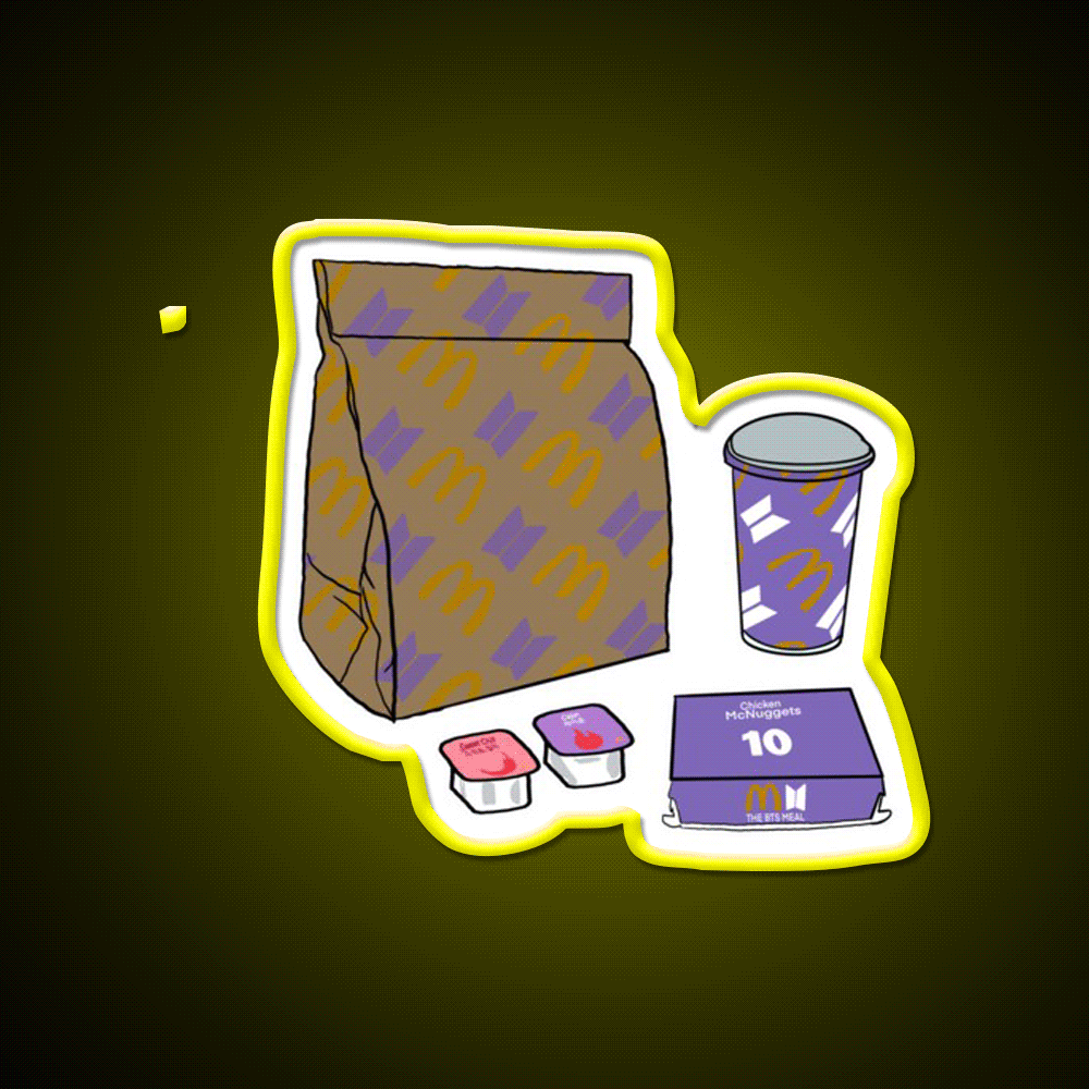 Bts Meals Fast Food Led Neon Sign For Burger Place Rgb Color