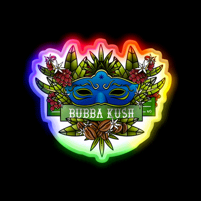 Bubba Kush Hemp Inspired Green Leaf Led Neon Sign Rgb Color - LED neon sign close-up detail