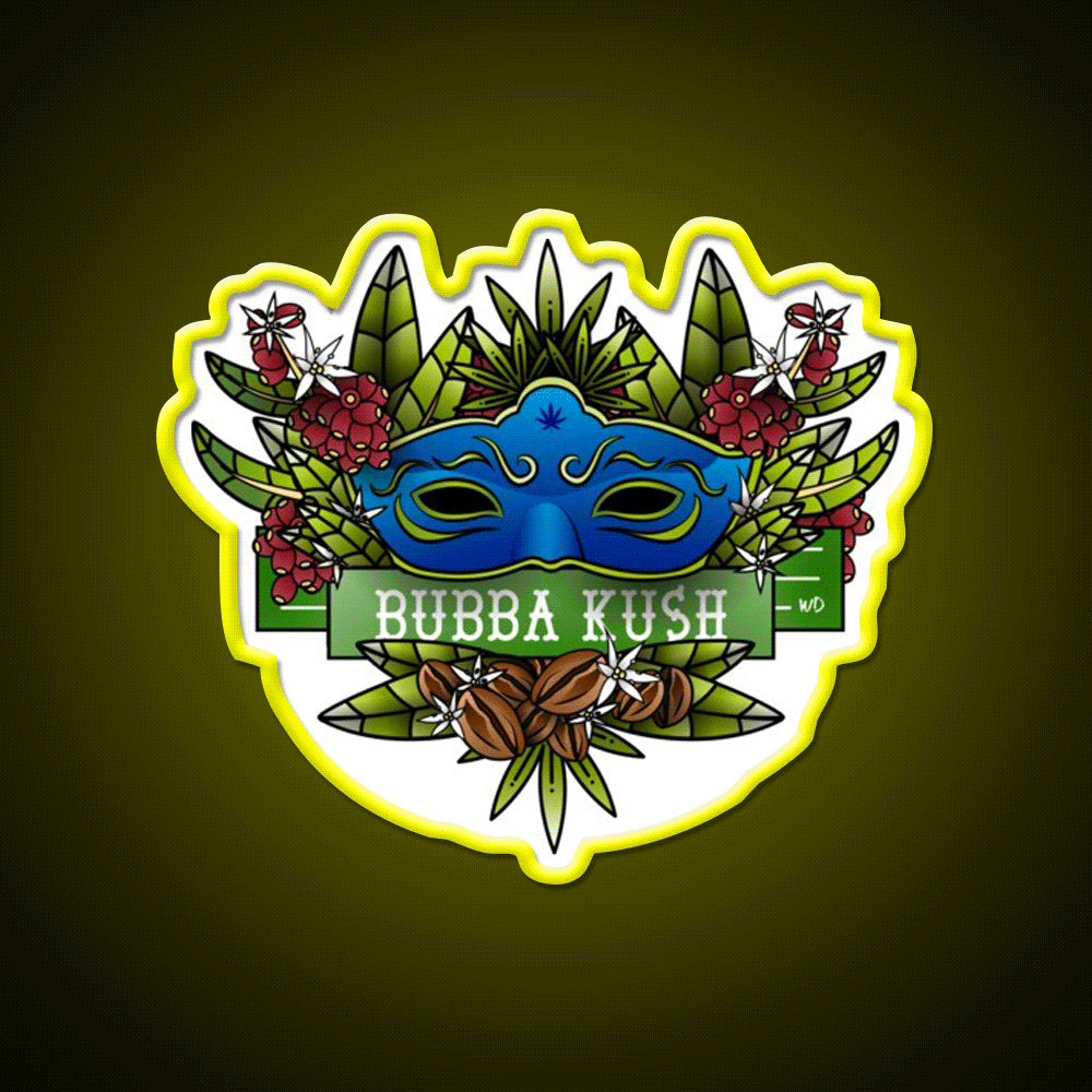 Bubba Kush Hemp Inspired Green Leaf Led Neon Sign Rgb Color - Custom LED neon sign front view