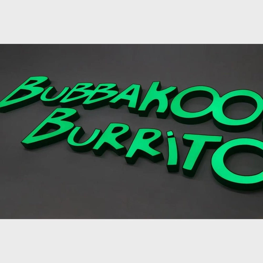 Bubbakoo Burrito 3D Frontlit Channel Letters Led Light Sign - Shineneon