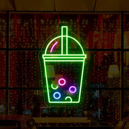 Bubble Tea Cup Led Neon Sign Pink Green Blue Boba Shop Decor | Shineneon