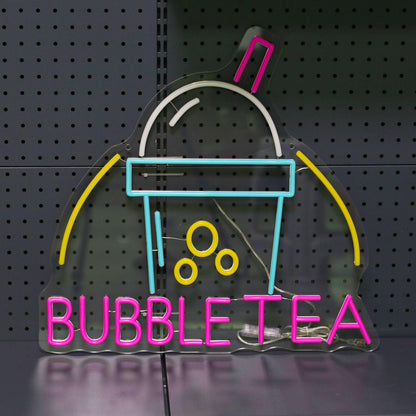 Bubble Tea Cup Pink Blue Yellow Led Neon Sign Shop Decor | Shineneon
