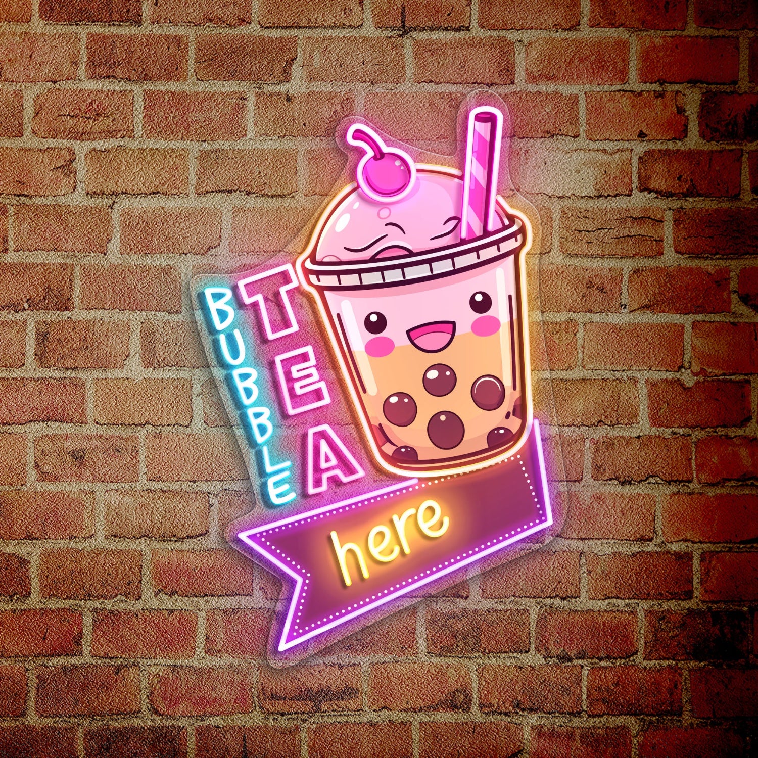 Bubble Tea Here Acrylic Led Neon Sign | Shineneon