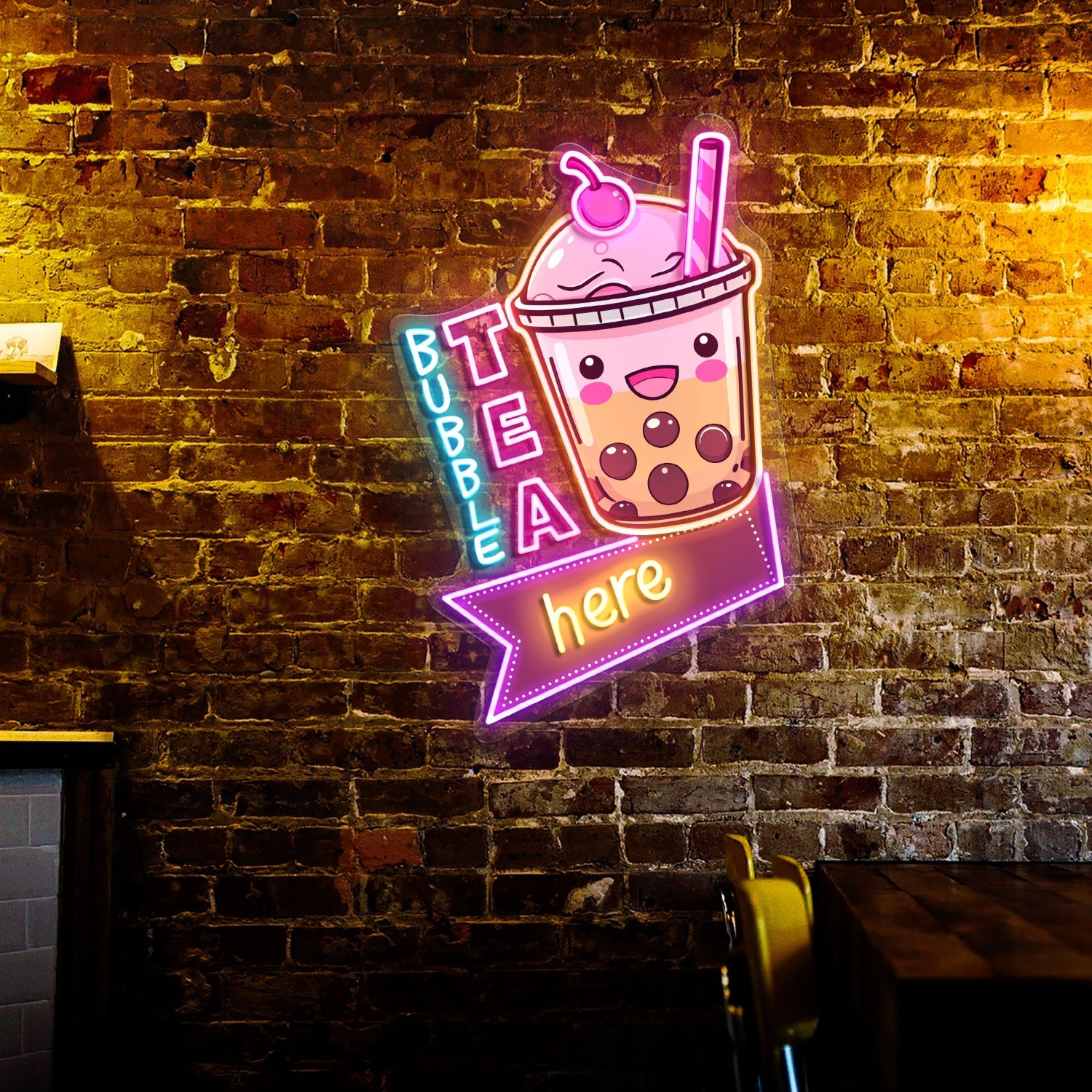Bubble Tea Here Acrylic Led Neon Sign | Shineneon