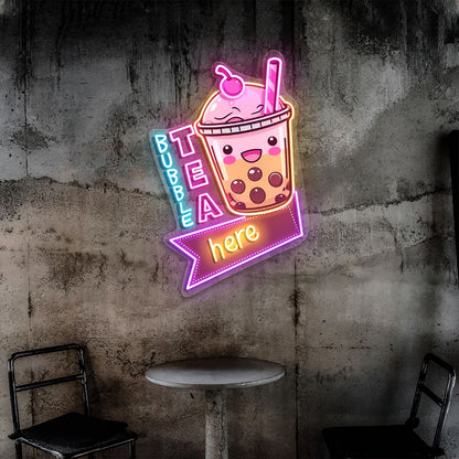 Bubble Tea Here Acrylic Led Neon Sign | Shineneon