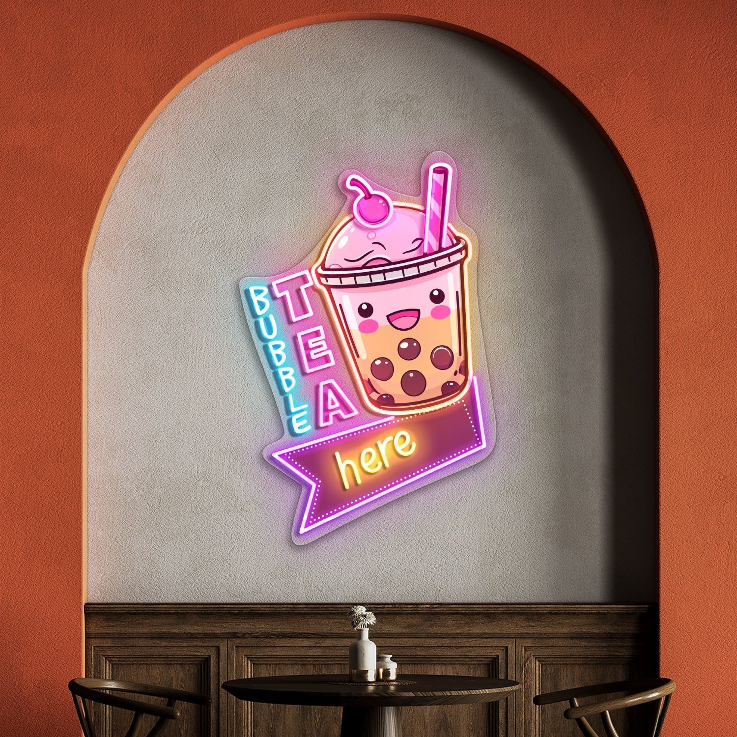 Bubble Tea Here Acrylic Led Neon Sign | Shineneon