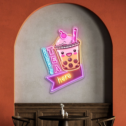 Bubble Tea Here Acrylic Led Neon Sign | Shineneon