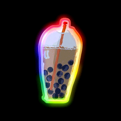 Bubble Tea Me Collage Animation Asian Cultural Led Neon Sign Rgb Color - LED neon sign close-up detail