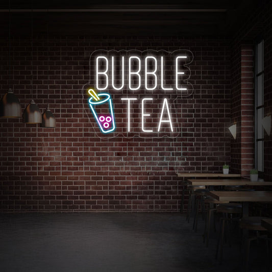 Bubble Tea With Cup Led Neon Sign For Coffee Shop