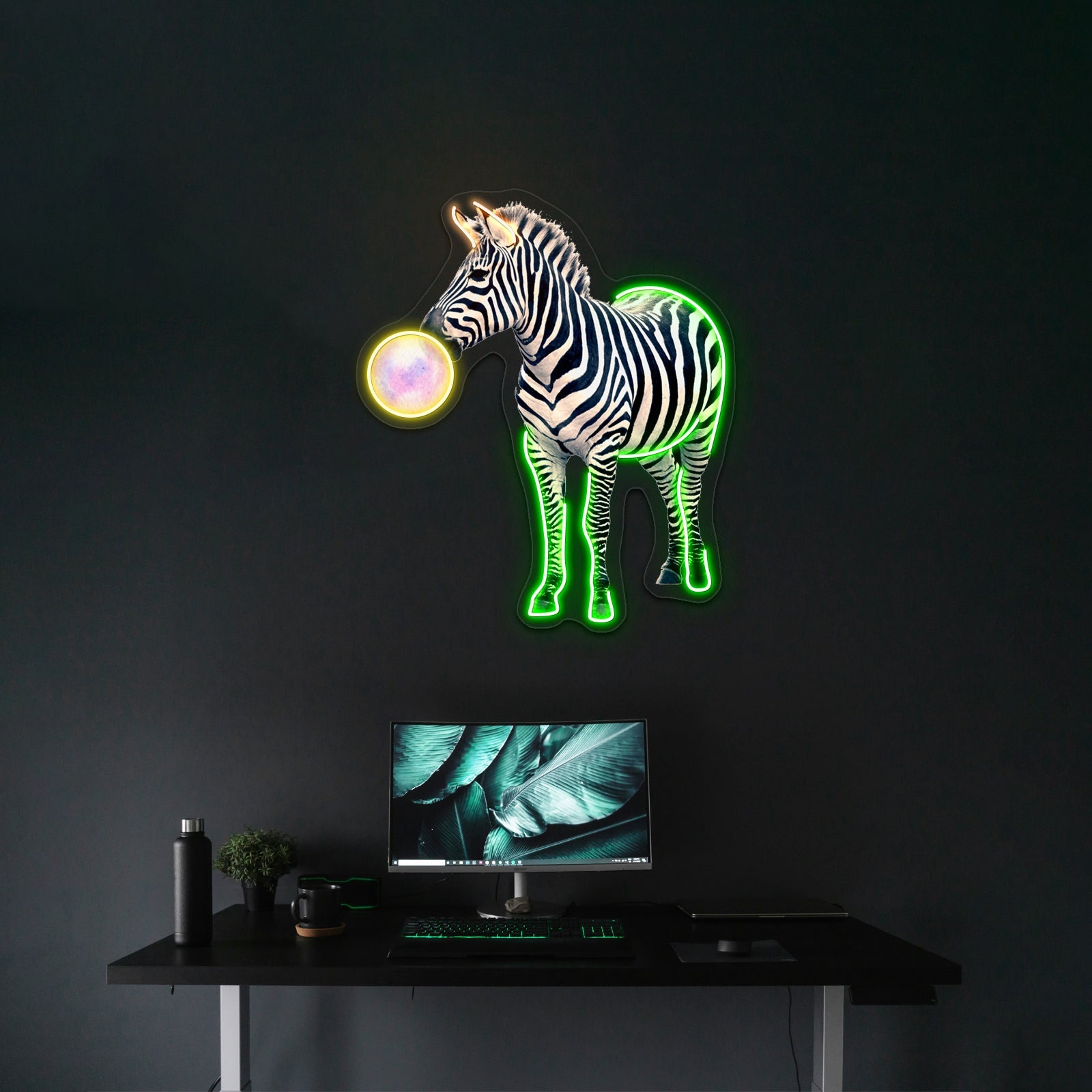 Bubblegum Zebra Artwork Led Neon Sign - Shineneon