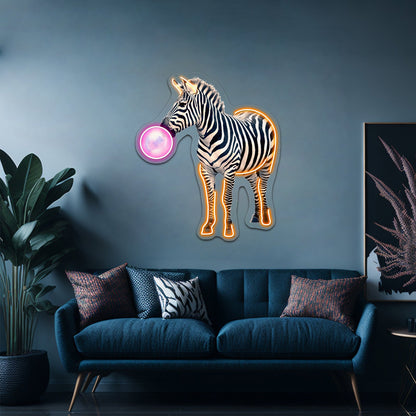 Bubblegum Zebra Artwork Led Neon Sign - Shineneon