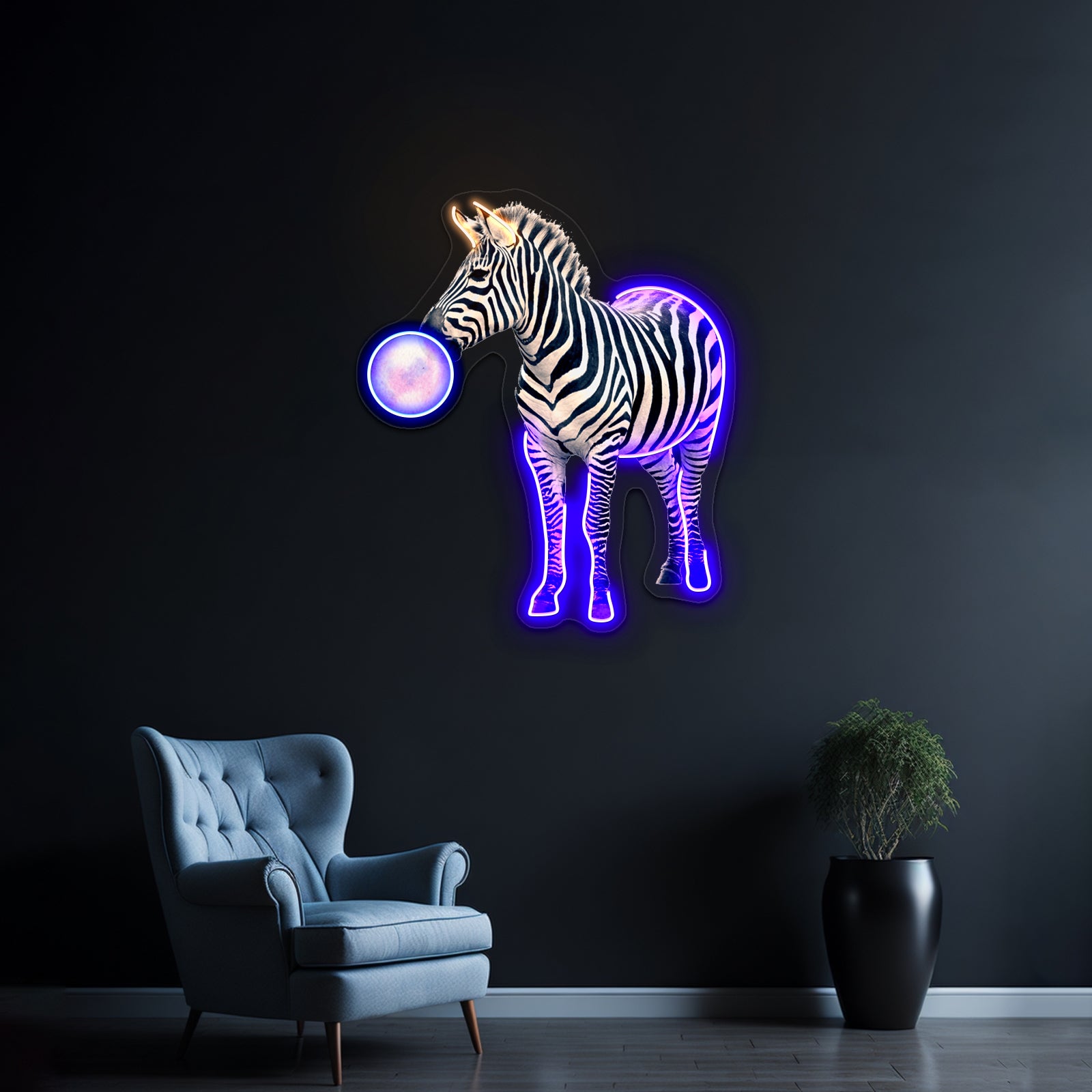 Bubblegum Zebra Artwork Led Neon Sign