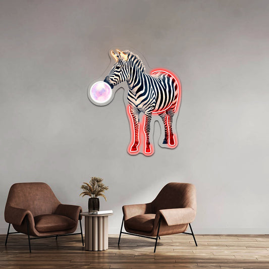 Bubblegum Zebra Artwork Led Neon Sign