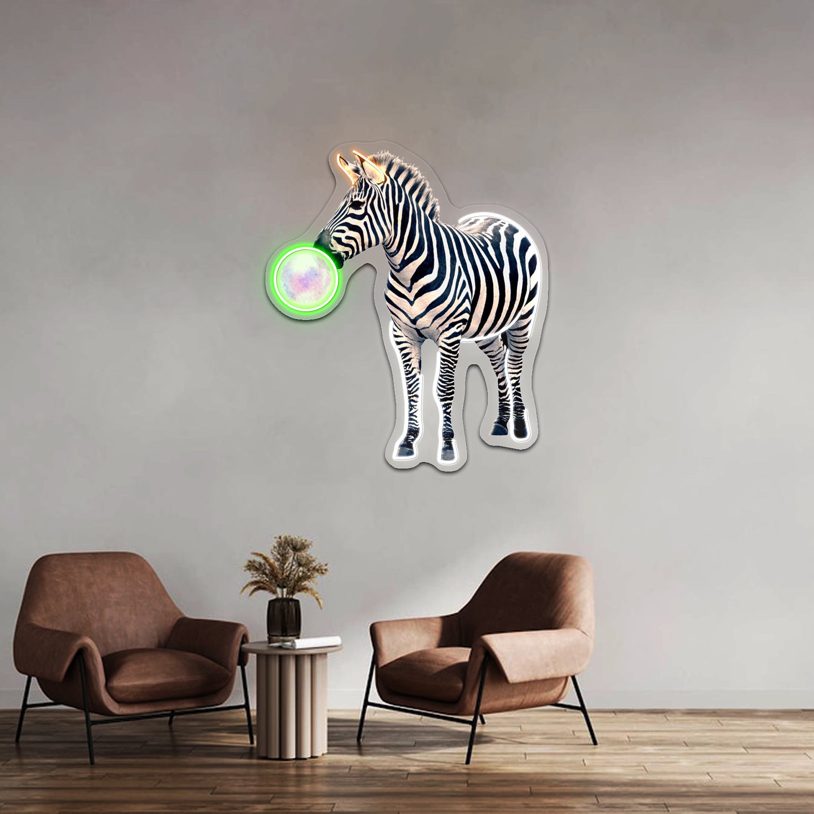 Bubblegum Zebra Artwork Led Neon Sign