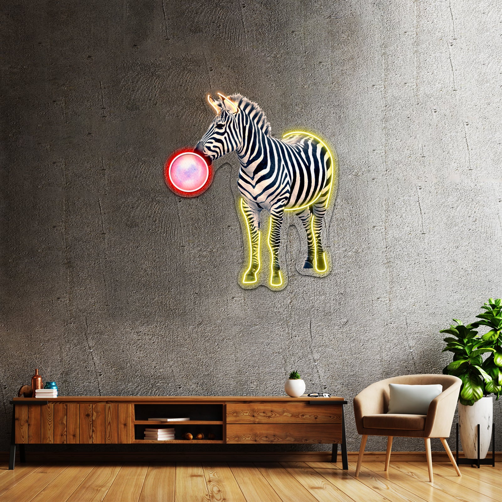 Bubblegum Zebra Artwork Led Neon Sign