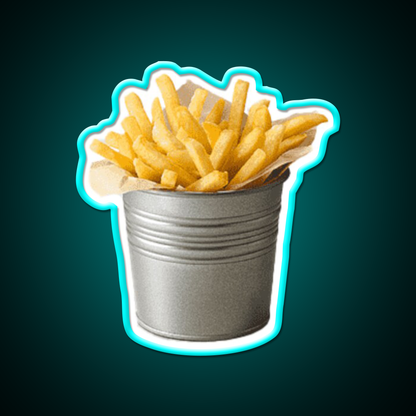 Bucket Of Fries Chips Funny Fast Food Led Neon Sign For Burger Place Rgb Color