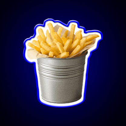 Bucket Of Fries Chips Funny Fast Food Led Neon Sign For Burger Place Rgb Color