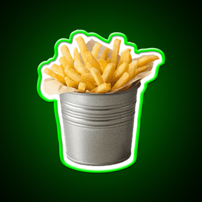 Bucket Of Fries Chips Funny Fast Food Led Neon Sign For Burger Place Rgb Color