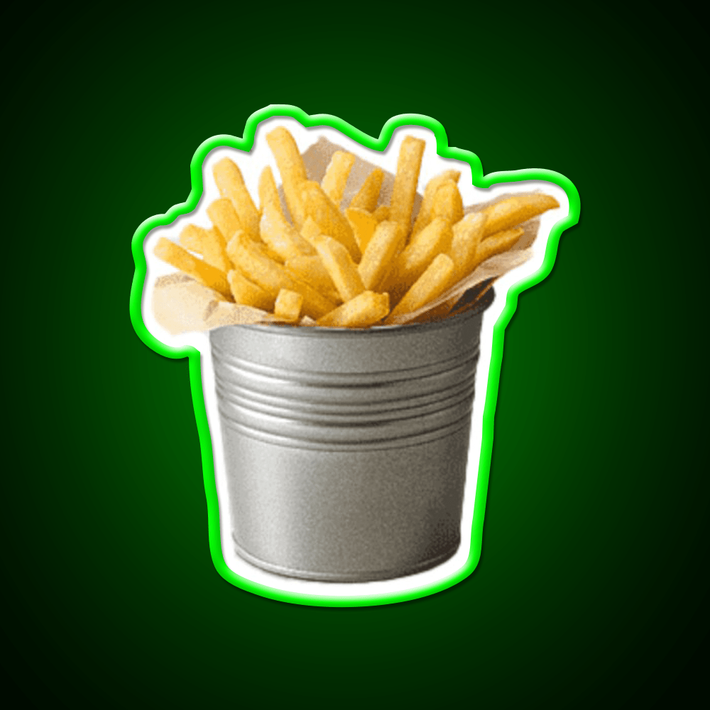 Bucket Of Fries Chips Funny Fast Food Led Neon Sign For Burger Place Rgb Color - Shineneon