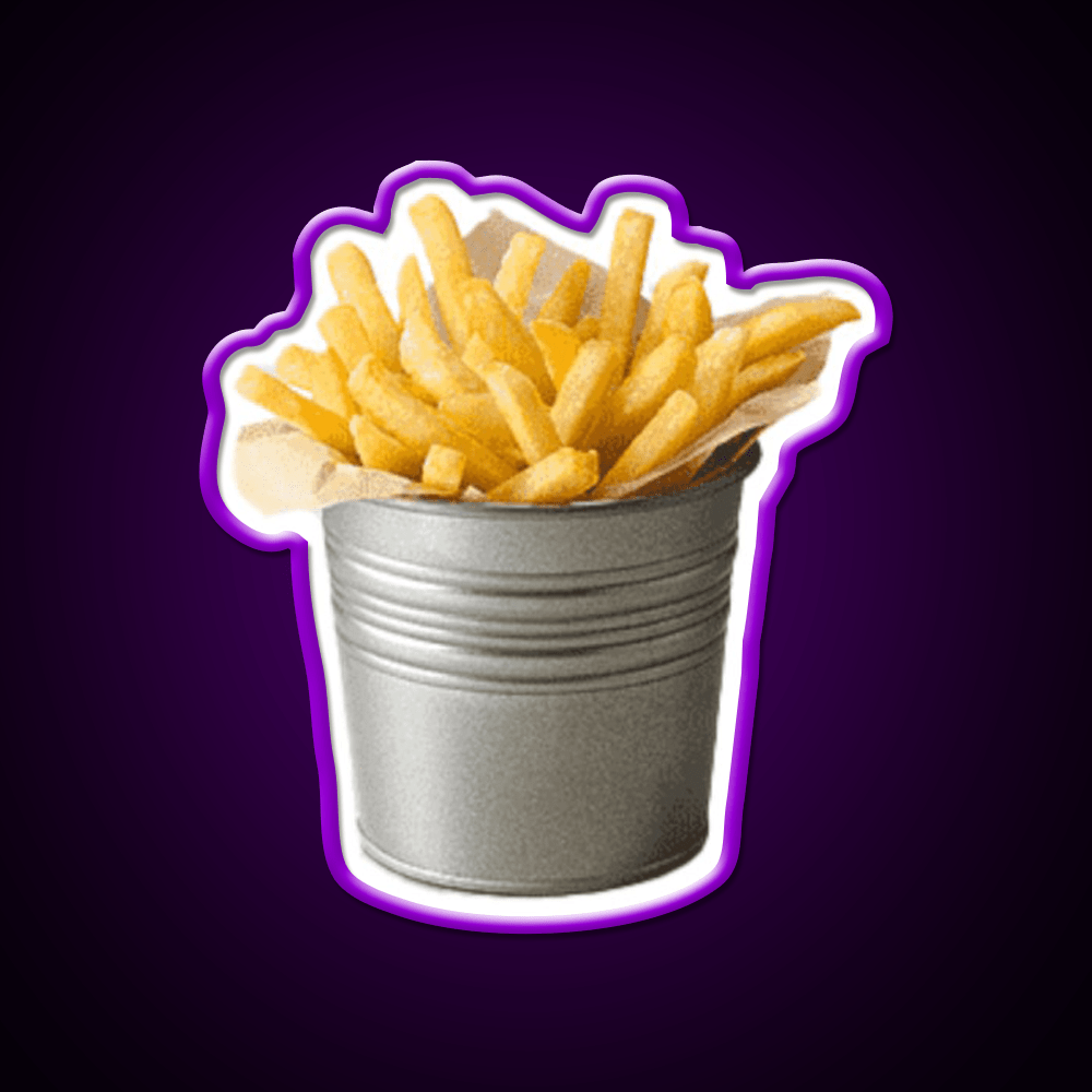 Bucket Of Fries Chips Funny Fast Food Led Neon Sign For Burger Place Rgb Color - Shineneon