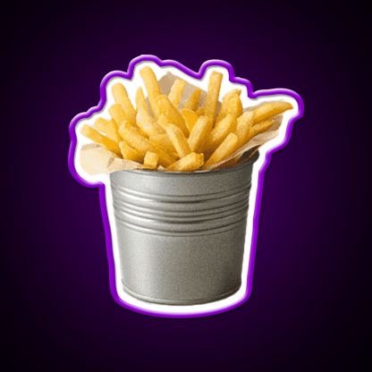 Bucket Of Fries Chips Funny Fast Food Led Neon Sign For Burger Place Rgb Color - Shineneon