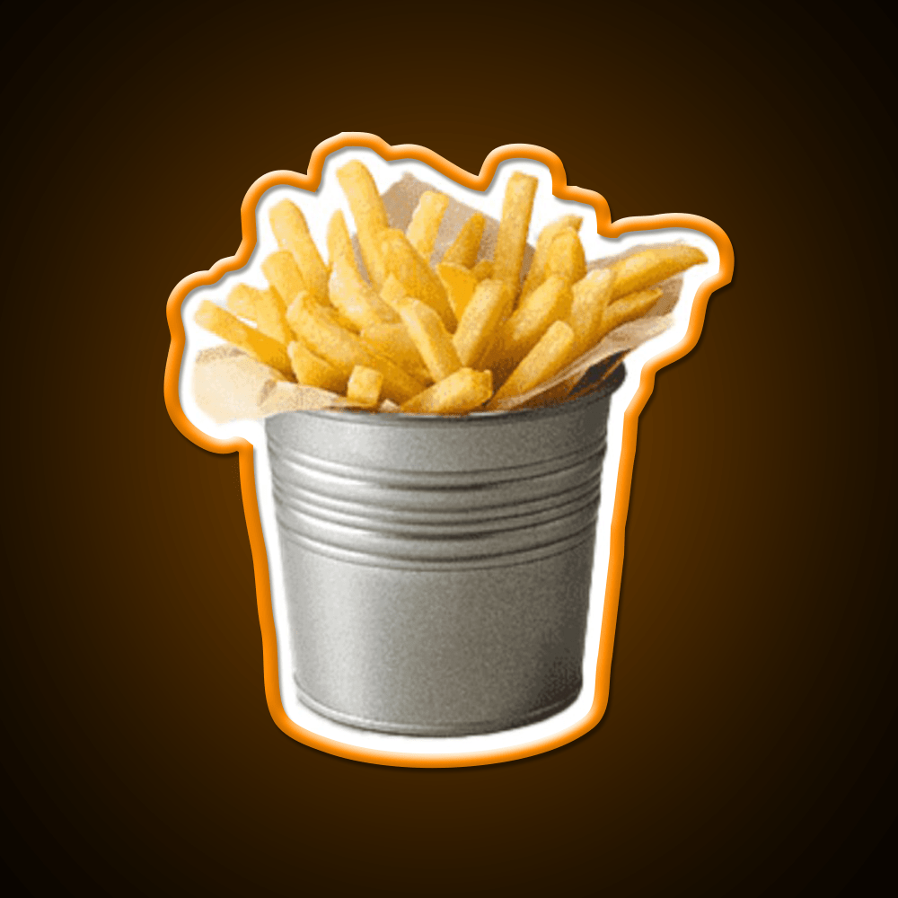 Bucket Of Fries Chips Funny Fast Food Led Neon Sign For Burger Place Rgb Color - Shineneon