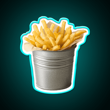 Bucket Of Fries Chips Funny Fast Food Led Neon Sign For Burger Place Rgb Color - Shineneon