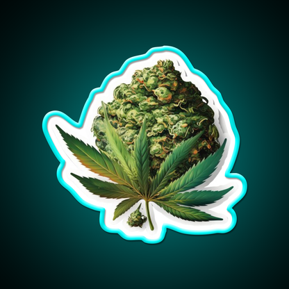 Bud Hemp Inspired Green Leaf Led Neon Sign Rgb Color - Size and dimension reference