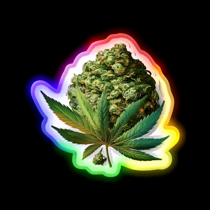 Bud Hemp Inspired Green Leaf Led Neon Sign Rgb Color - LED neon sign close-up detail