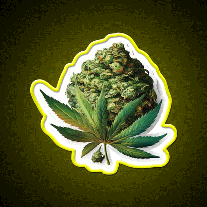 Bud Hemp Inspired Green Leaf Led Neon Sign Rgb Color - Custom LED neon sign front view
